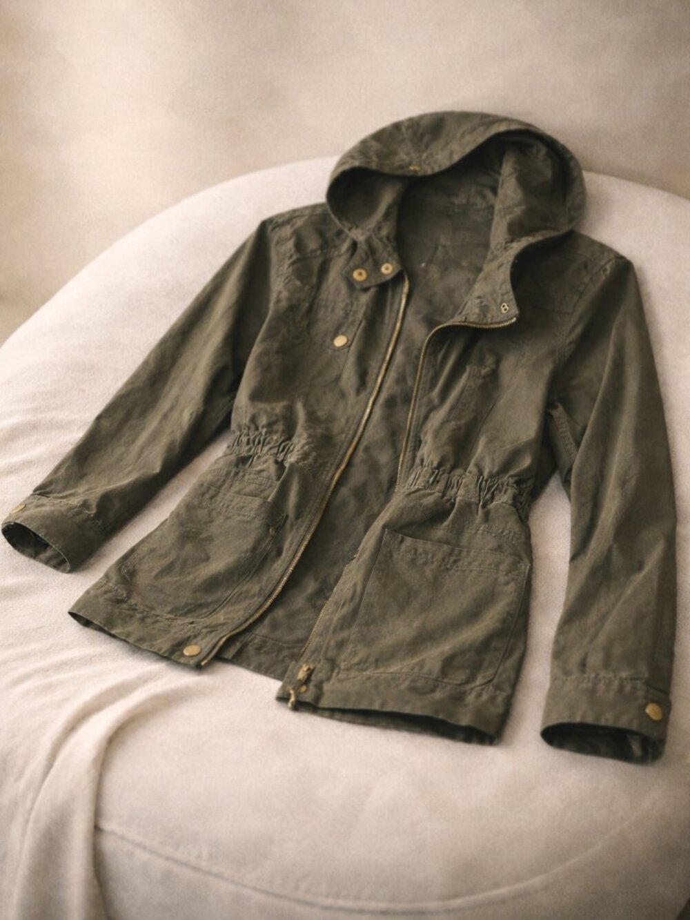 Sweet Wanderer Olive Green Hooded Utility Jacket Size S